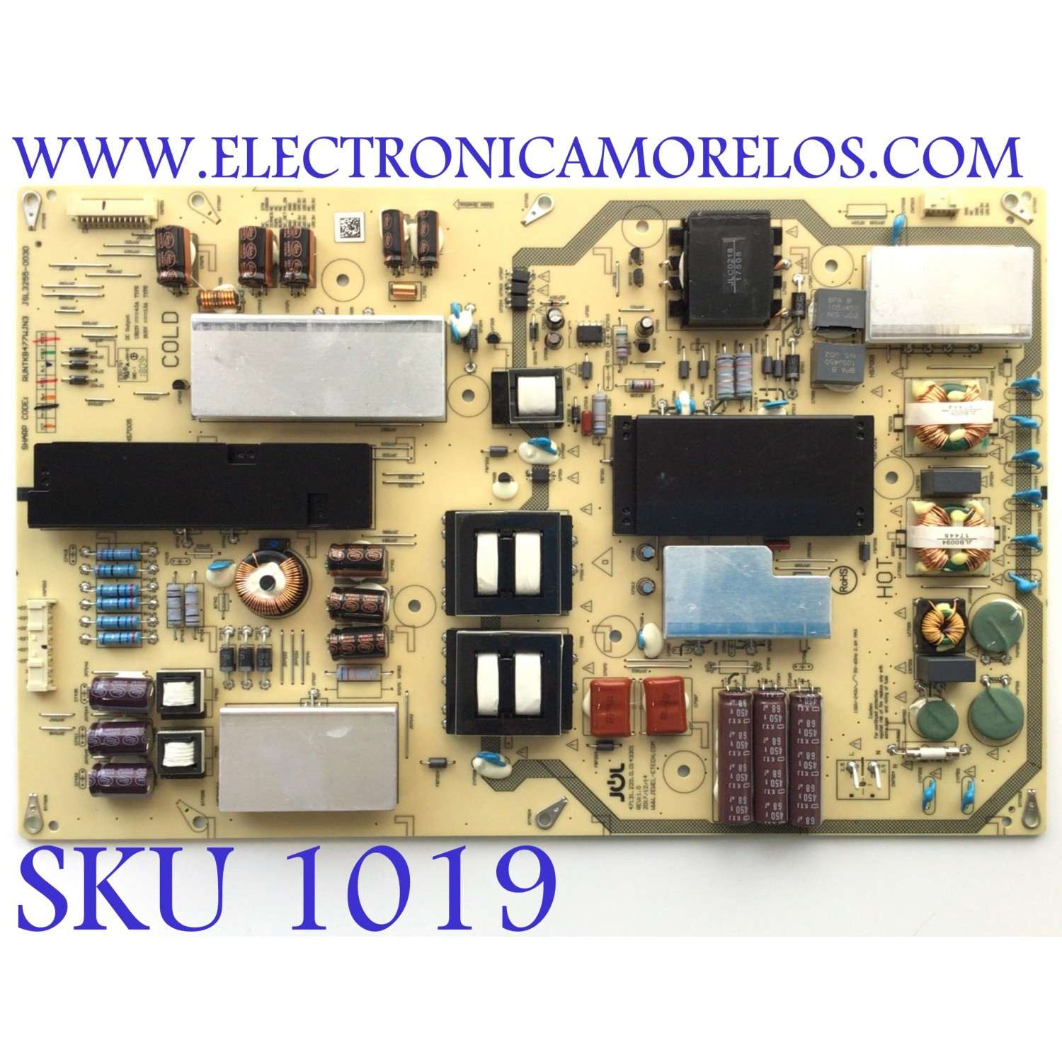 FUENTE PARA TV SHARP / NUMERO DE PARTE RUNTKBBV477WJN3 / JSL3255-003D / PANEL PN-UH701 / PNUH701 / MODELO PN-UH701